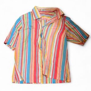 Izod striped short-sleeve button-down shirt